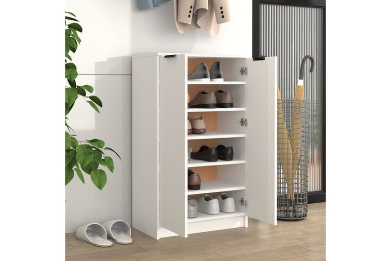 beBasic Skoskap hvit 59x35x100 cm konstruert tre - Hvit - Oppbevaring - Skooppbevaring - Skoskap