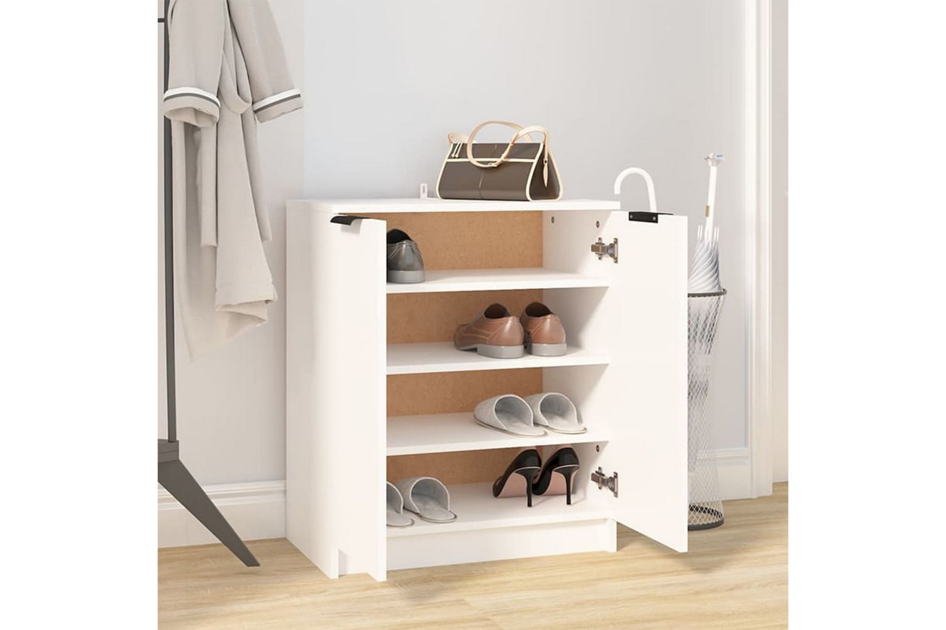 beBasic Skoskap hvit 59x35x70 cm konstruert tre - Hvit - Oppbevaring - Skooppbevaring - Skoskap