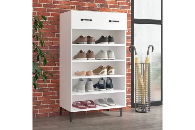 beBasic Skoskap hvit 60x35x105 cm konstruert tre - Hvit - Oppbevaring - Skooppbevaring - Skoskap