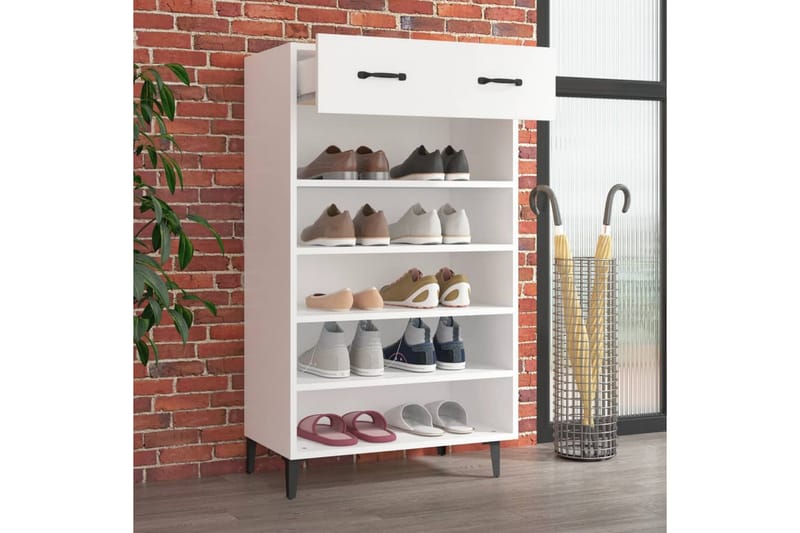beBasic Skoskap hvit 60x35x105 cm konstruert tre - Hvit - Oppbevaring - Skooppbevaring - Skoskap