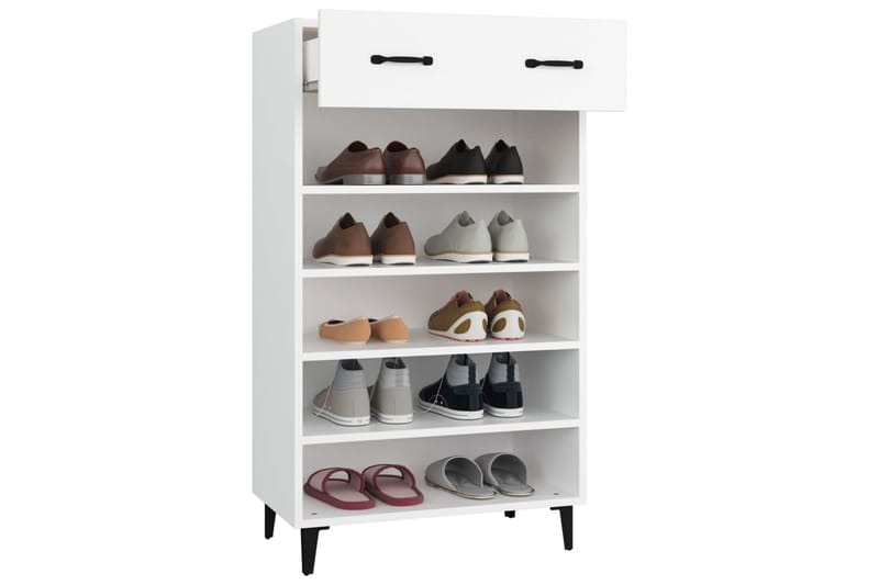 beBasic Skoskap hvit 60x35x105 cm konstruert tre - Hvit - Oppbevaring - Skooppbevaring - Skoskap