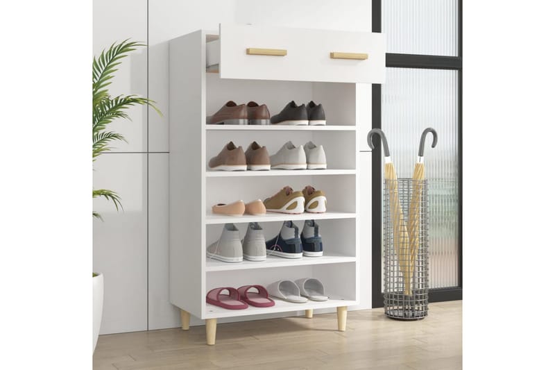 beBasic Skoskap hvit 60x35x105 cm konstruert tre - Hvit - Oppbevaring - Skooppbevaring - Skoskap