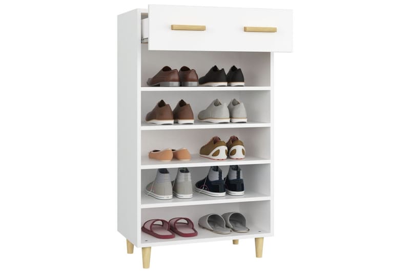 beBasic Skoskap hvit 60x35x105 cm konstruert tre - Hvit - Oppbevaring - Skooppbevaring - Skoskap