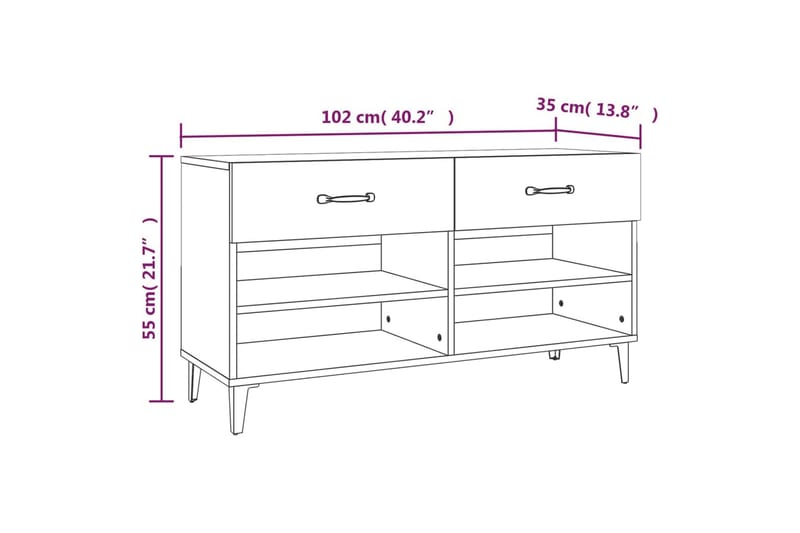 beBasic Skoskap røkt eik 102x35x55 cm konstruert tre - Brun - Oppbevaring - Skooppbevaring - Skoskap
