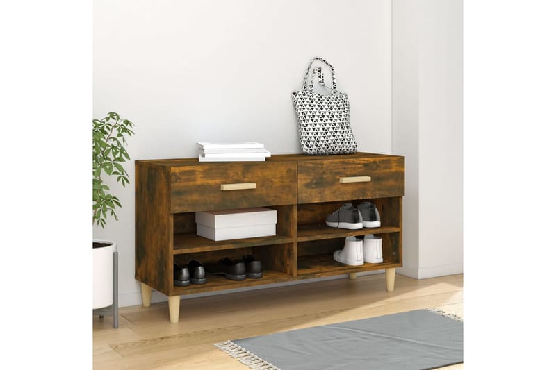 beBasic Skoskap røkt eik 102x35x55 cm konstruert tre - Brun - Oppbevaring - Skooppbevaring