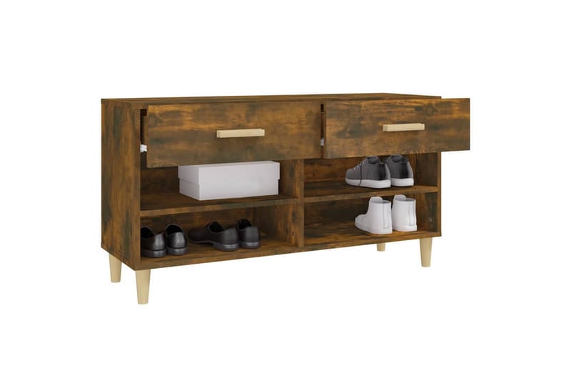 beBasic Skoskap røkt eik 102x35x55 cm konstruert tre - Brun - Oppbevaring - Skooppbevaring