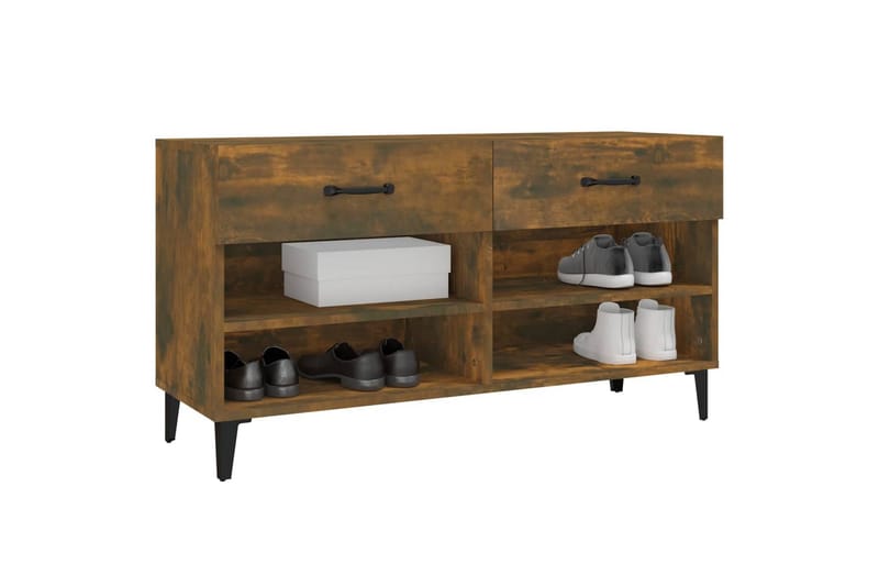 beBasic Skoskap røkt eik 102x35x55 cm konstruert tre - Brun - Oppbevaring - Skooppbevaring - Skoskap