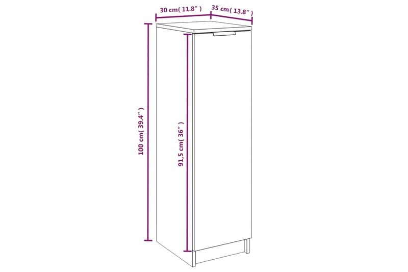 beBasic Skoskap røkt eik 30x35x100 cm konstruert tre - Brun - Oppbevaring - Skooppbevaring