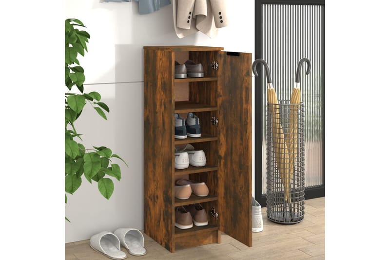 beBasic Skoskap røkt eik 30x35x100 cm konstruert tre - Brun - Oppbevaring - Skooppbevaring