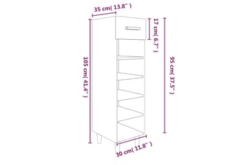 beBasic Skoskap røkt eik 30x35x105 cm konstruert tre - Brun - Oppbevaring - Skooppbevaring - Skoskap