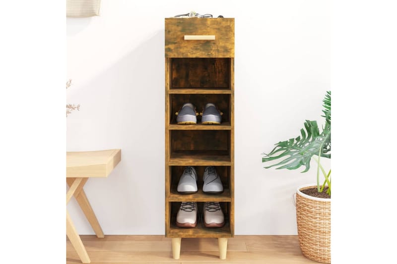 beBasic Skoskap røkt eik 30x35x105 cm konstruert tre - Brun - Oppbevaring - Skooppbevaring - Skoskap