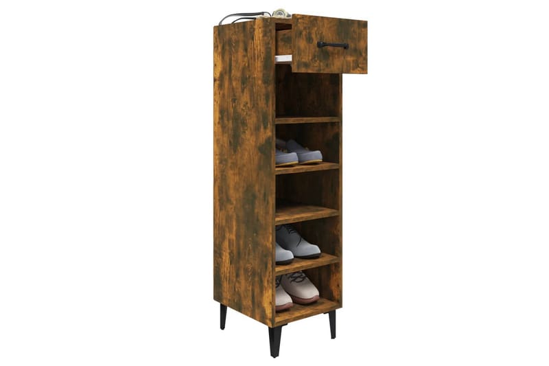 beBasic Skoskap røkt eik 30x35x105 cm konstruert tre - Brun - Oppbevaring - Skooppbevaring - Skoskap