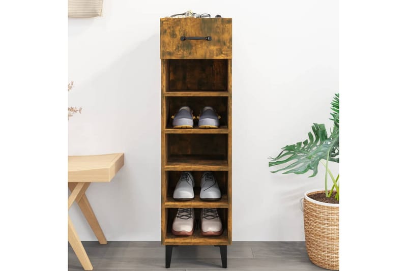 beBasic Skoskap røkt eik 30x35x105 cm konstruert tre - Brun - Oppbevaring - Skooppbevaring - Skoskap