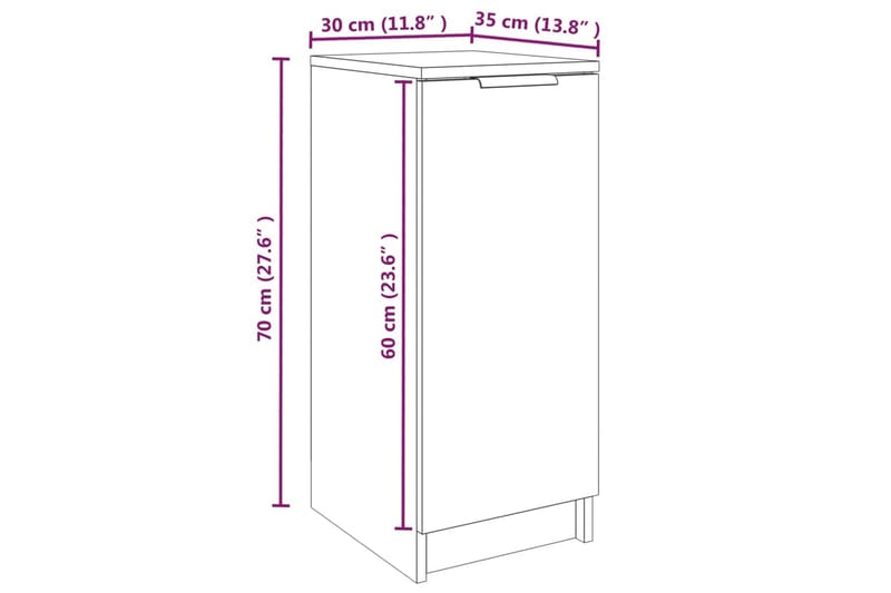 beBasic Skoskap røkt eik 30x35x70 cm konstruert tre - Brun - Oppbevaring - Skooppbevaring