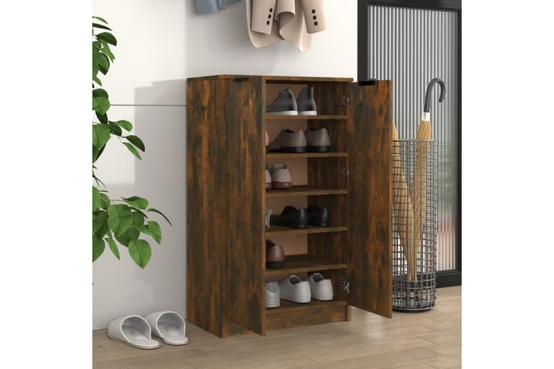 beBasic Skoskap røkt eik 59x35x100 cm konstruert tre - Brun - Oppbevaring - Skooppbevaring - Skoskap