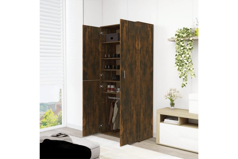 beBasic Skoskap røkt eik 80x39x178 cm konstruert tre - Brun - Oppbevaring - Skooppbevaring