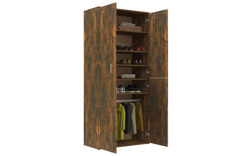 beBasic Skoskap røkt eik 80x39x178 cm konstruert tre - Brun - Oppbevaring - Skooppbevaring