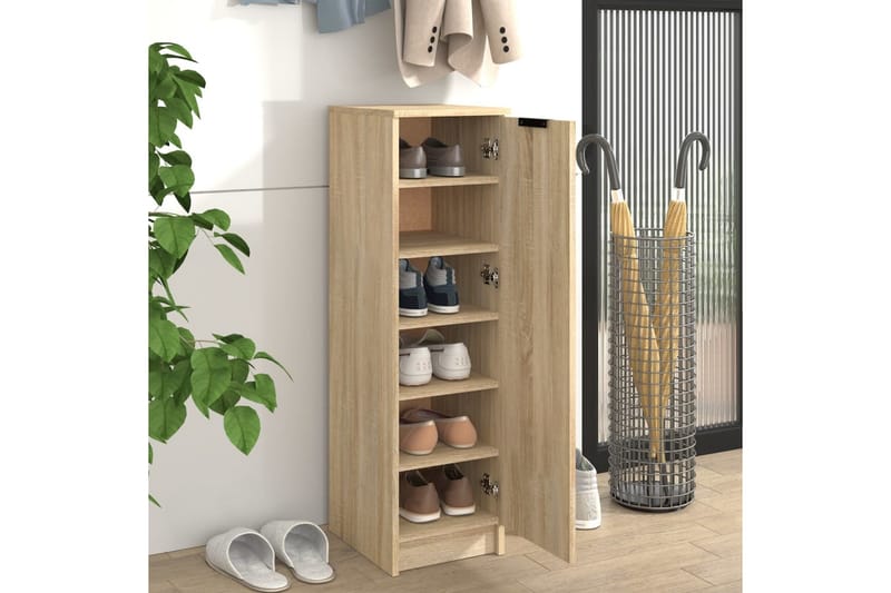 beBasic Skoskap sonoma eik 30x35x100 cm konstruert tre - Brun - Oppbevaring - Skooppbevaring - Skoskap