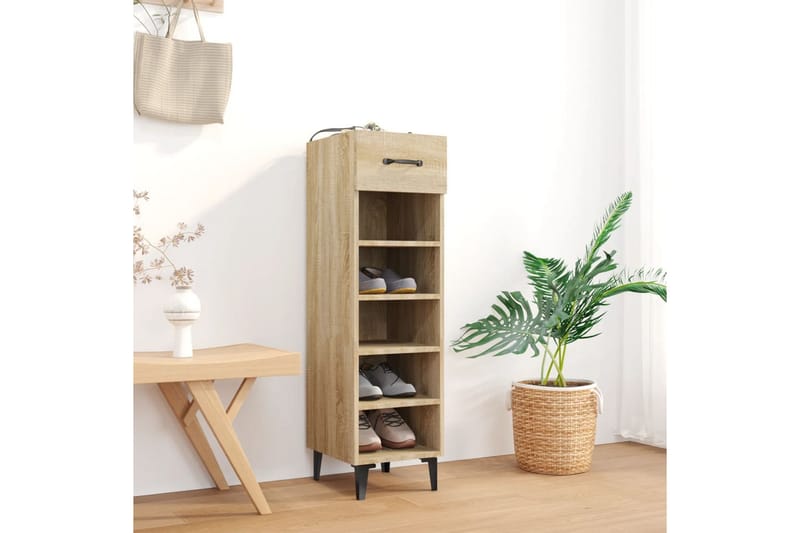 beBasic Skoskap sonoma eik 30x35x105 cm konstruert tre - Brun - Skoskap - Gangoppbevaring - Skooppbevaring