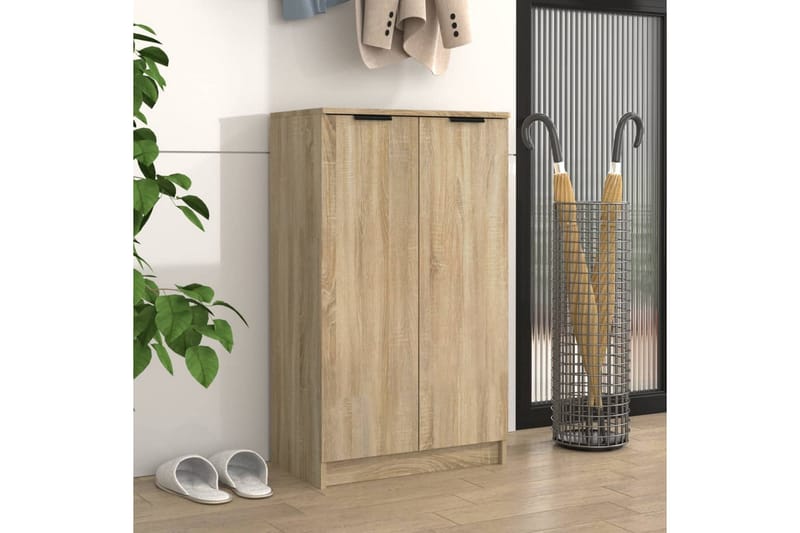 beBasic Skoskap sonoma eik 59x35x100 cm konstruert tre - Brun - Oppbevaring - Skooppbevaring - Skoskap