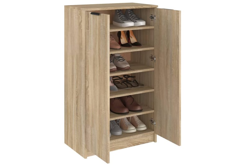 beBasic Skoskap sonoma eik 59x35x100 cm konstruert tre - Brun - Oppbevaring - Skooppbevaring - Skoskap