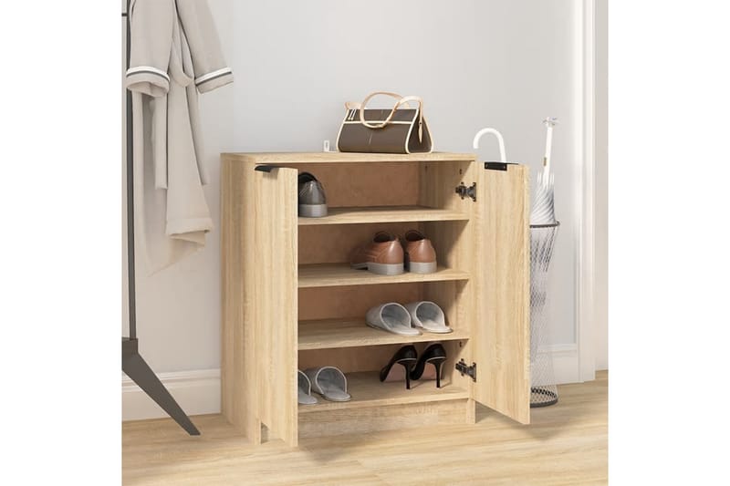 beBasic Skoskap sonoma eik 59x35x70 cm konstruert tre - Brun - Oppbevaring - Skooppbevaring - Skoskap