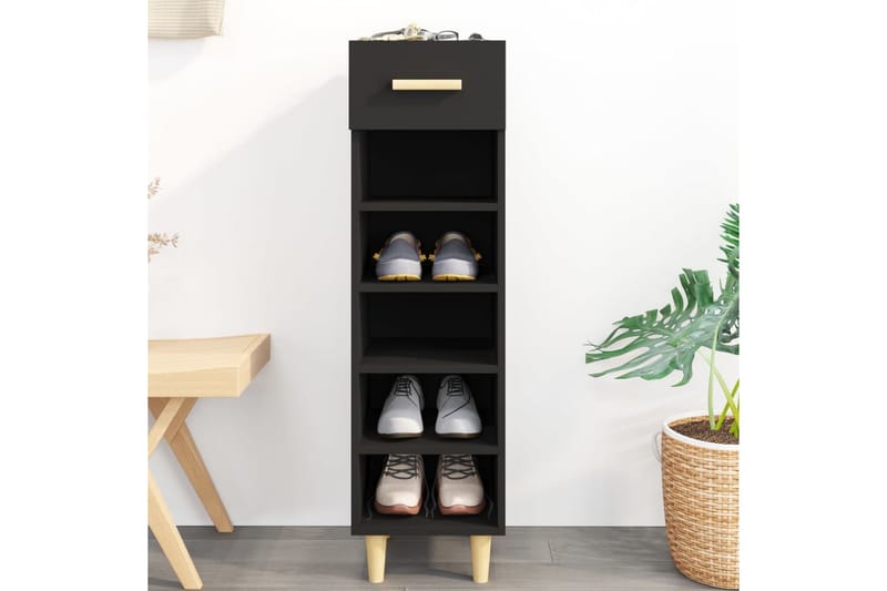 beBasic Skoskap svart 30x35x105 cm konstruert tre - Svart - Oppbevaring - Skooppbevaring - Skoskap