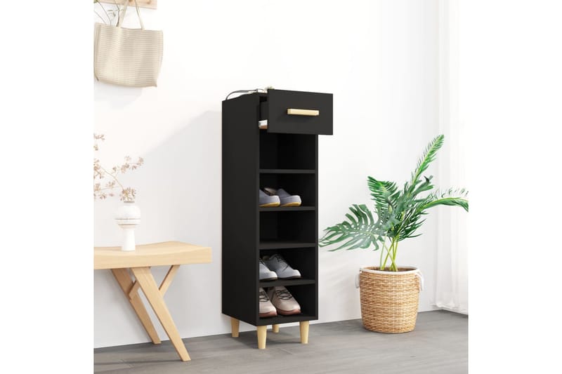 beBasic Skoskap svart 30x35x105 cm konstruert tre - Svart - Oppbevaring - Skooppbevaring - Skoskap