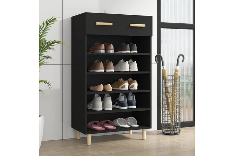 beBasic Skoskap svart 60x35x105 cm konstruert tre - Svart - Oppbevaring - Skooppbevaring - Skoskap