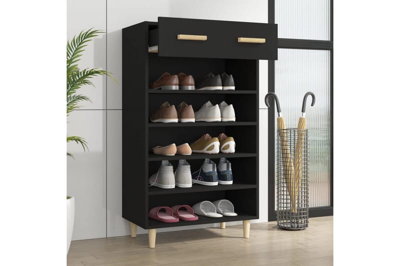 beBasic Skoskap svart 60x35x105 cm konstruert tre - Svart - Oppbevaring - Skooppbevaring - Skoskap