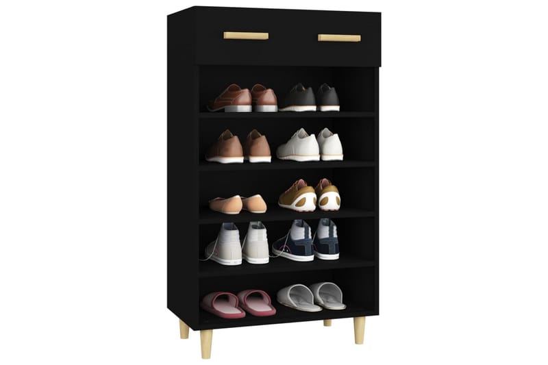 beBasic Skoskap svart 60x35x105 cm konstruert tre - Svart - Oppbevaring - Skooppbevaring - Skoskap