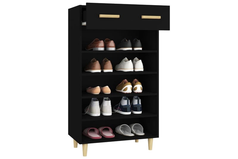 beBasic Skoskap svart 60x35x105 cm konstruert tre - Svart - Oppbevaring - Skooppbevaring - Skoskap