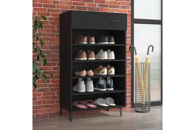 beBasic Skoskap svart 60x35x105 cm konstruert tre - Svart - Oppbevaring - Skooppbevaring - Skoskap