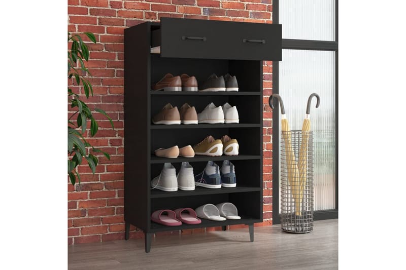 beBasic Skoskap svart 60x35x105 cm konstruert tre - Svart - Oppbevaring - Skooppbevaring - Skoskap