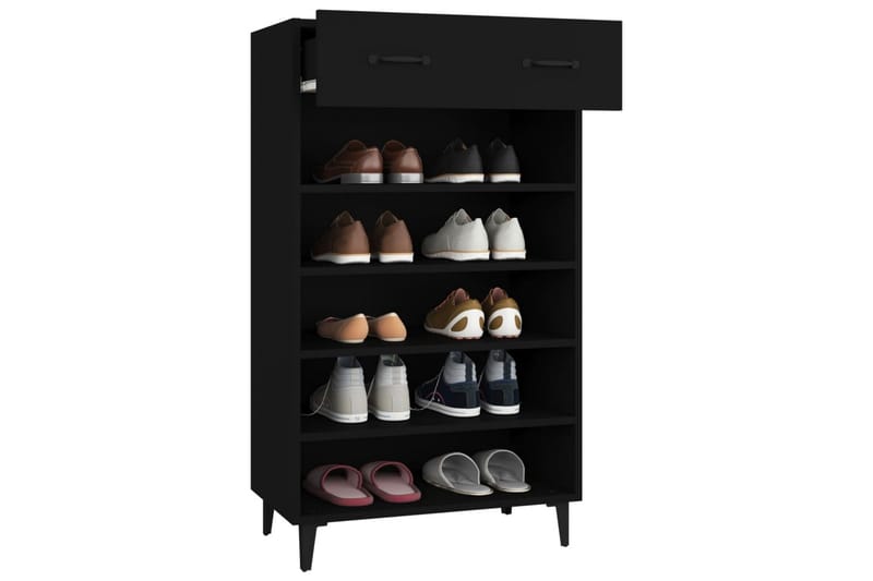 beBasic Skoskap svart 60x35x105 cm konstruert tre - Svart - Oppbevaring - Skooppbevaring - Skoskap