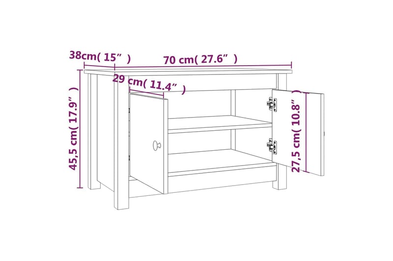 beBasic Skoskap svart 70x38x45,5 cm heltre furu - Svart - Skoskap - Gangoppbevaring - Skooppbevaring