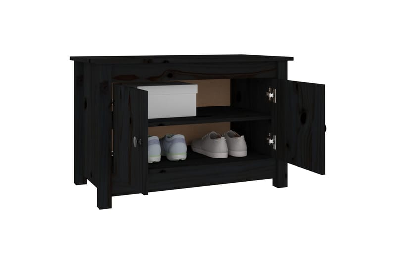 beBasic Skoskap svart 70x38x45,5 cm heltre furu - Svart - Skoskap - Gangoppbevaring - Skooppbevaring