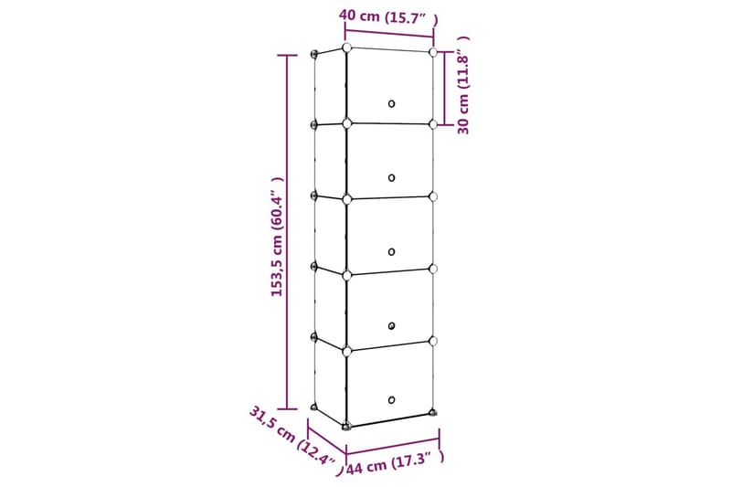 beBasic Skostativ gjennomsiktig 44x31,5x153,5 cm PP - Gjennomsiktig - Gangoppbevaring - Skooppbevaring - Skohylle & skostativ