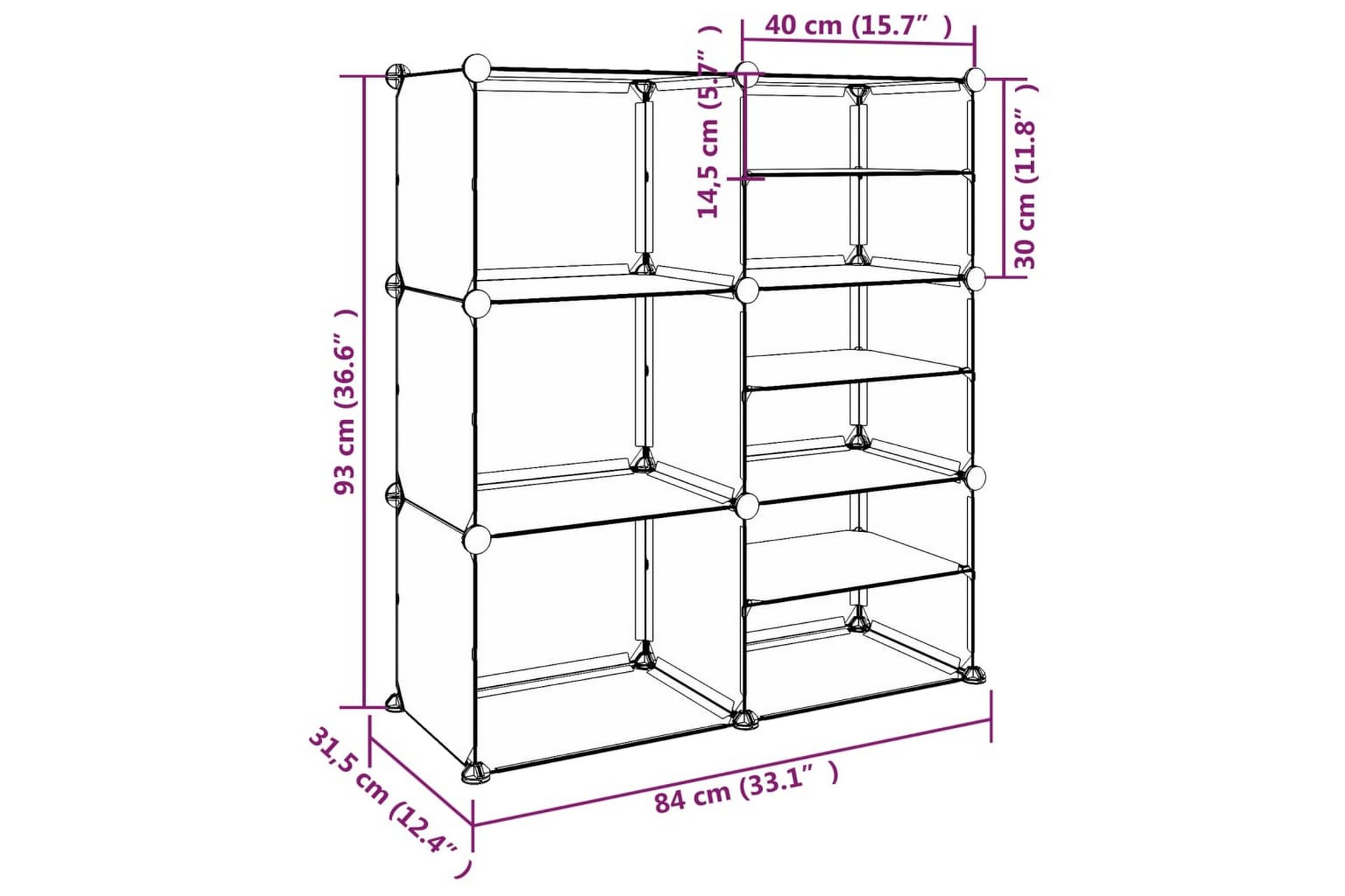 beBasic Skostativ gjennomsiktig 84x31,5x93 cm PP - Gjennomsiktig - Oppbevaring - Skooppbevaring
