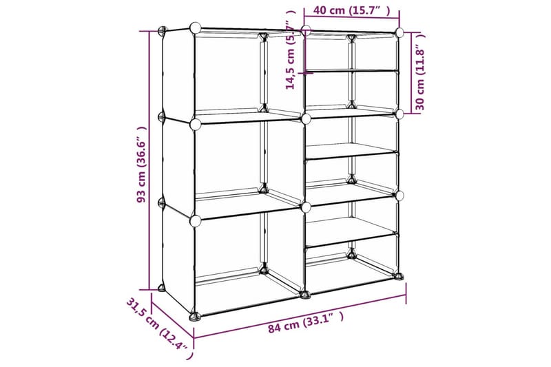 beBasic Skostativ gjennomsiktig 84x31,5x93 cm PP - Gjennomsiktig - Oppbevaring - Skooppbevaring
