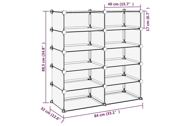 beBasic Skostativ gjennomsiktig 84x32x88,5 cm PP - Gjennomsiktig - Oppbevaring - Skooppbevaring