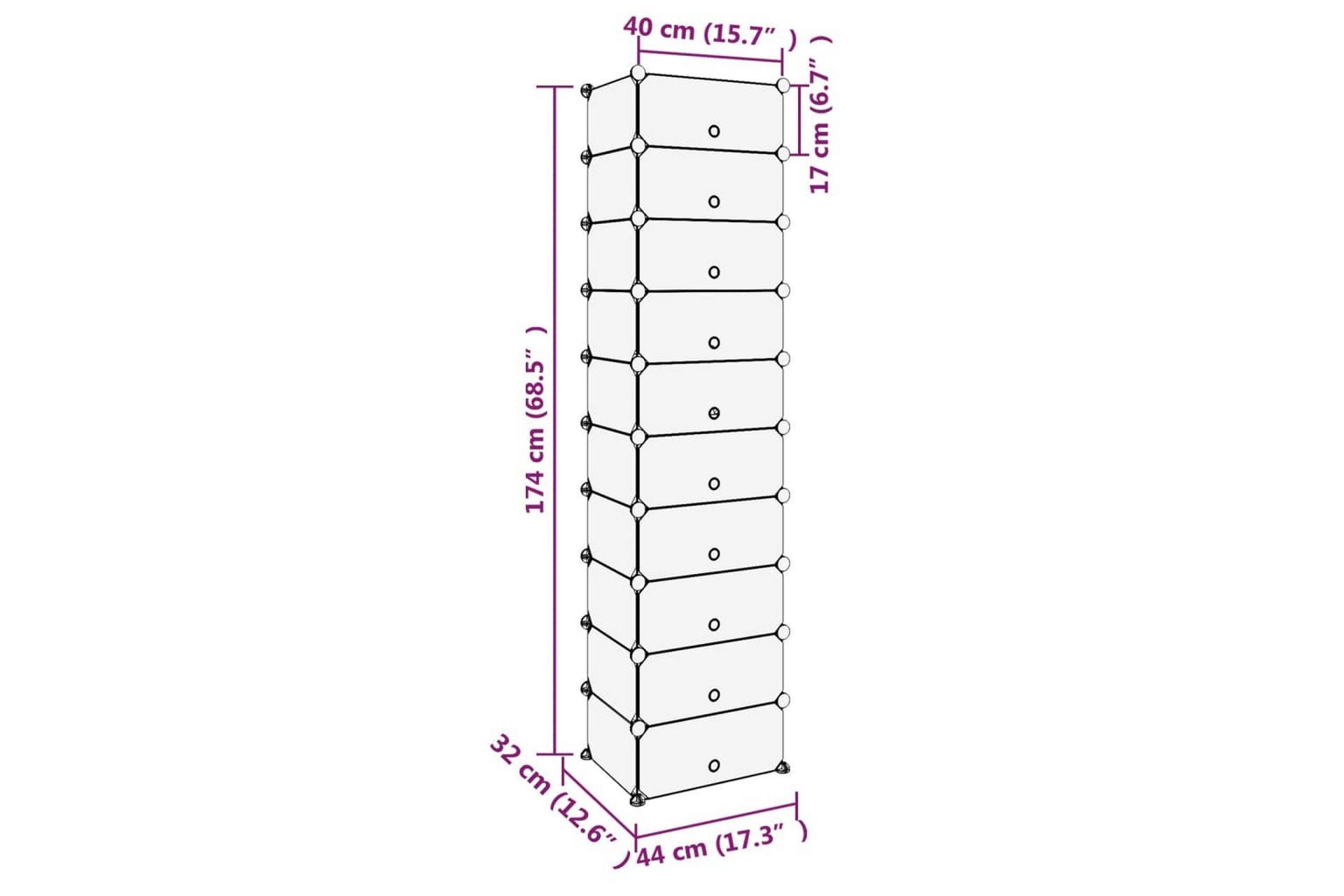 beBasic Skostativ svart 44x32x174 cm PP - Svart - Oppbevaring - Skooppbevaring