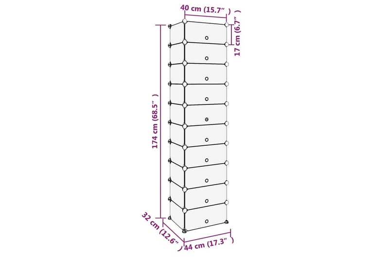 beBasic Skostativ svart 44x32x174 cm PP - Svart - Gangoppbevaring - Skooppbevaring - Skohylle & skostativ