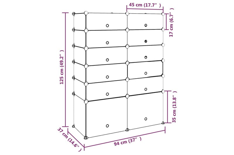 beBasic Skostativ svart 94x37x125 cm PP - Svart - Oppbevaring - Skooppbevaring