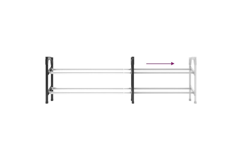 beBasic Uttrekkbart skostativ med 2 hyller 119x24x37 cm - Svart - Oppbevaring - Skooppbevaring