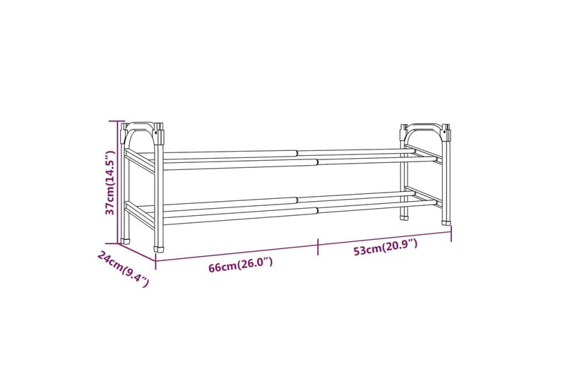beBasic Uttrekkbart skostativ med 2 hyller 119x24x37 cm - Svart - Oppbevaring - Skooppbevaring