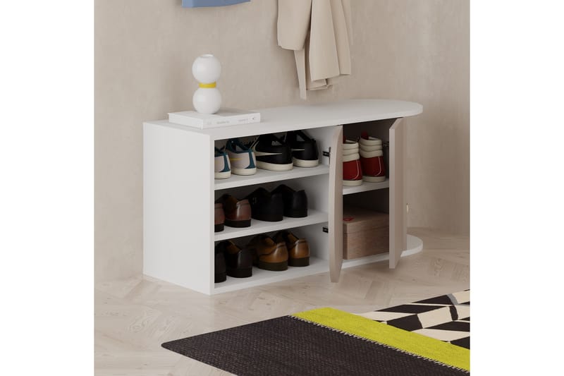 Berriaren Skoskap 104 cm - Brun/Hvit - Oppbevaring - Skooppbevaring - Skoskap