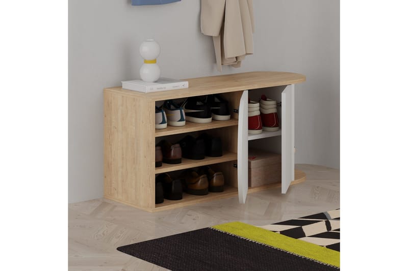 Berriaren Skoskap 104 cm - Eik/Hvit - Oppbevaring - Skooppbevaring - Skoskap