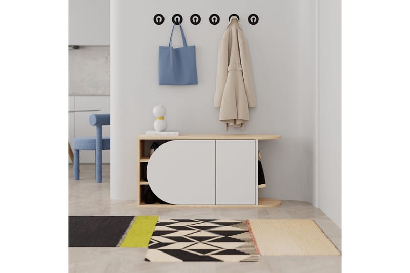 Berriaren Skoskap 104 cm - Eik/Hvit - Oppbevaring - Skooppbevaring - Skoskap