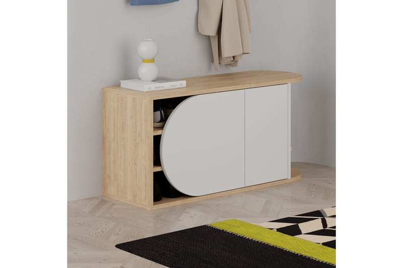 Berriaren Skoskap 104 cm - Eik/Hvit - Oppbevaring - Skooppbevaring - Skoskap